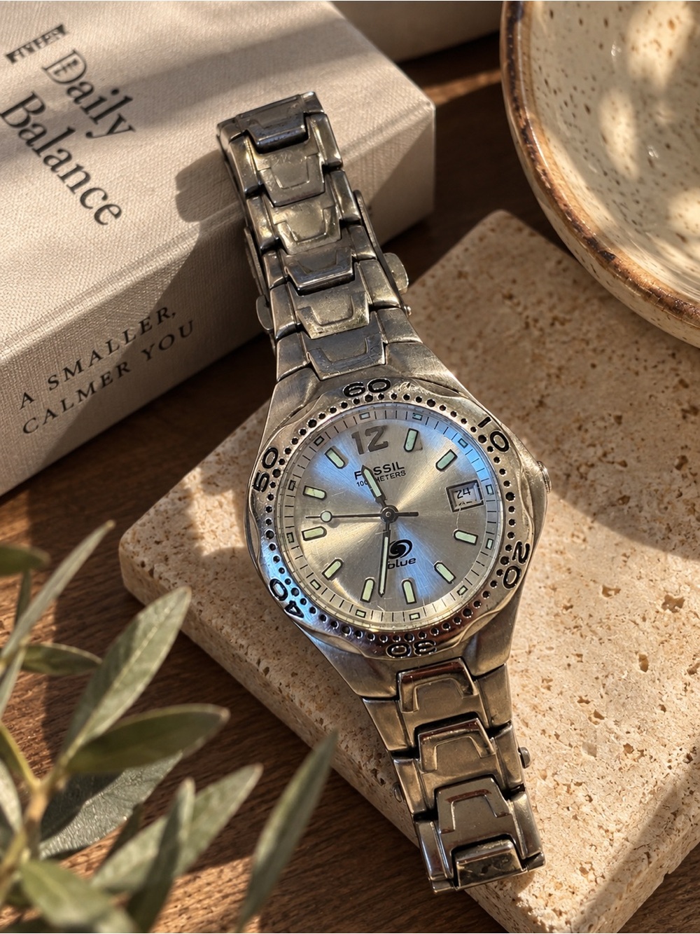 Fossil Women’s Silver Stainless Steel Blue Dial Watch